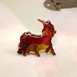 Red and Gold unicorn 🦄 Vintage pin